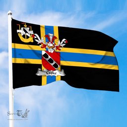 ScotsTee Shop Scottish Croke or Crook Coat of Arms in Flag of Caithness Scotland