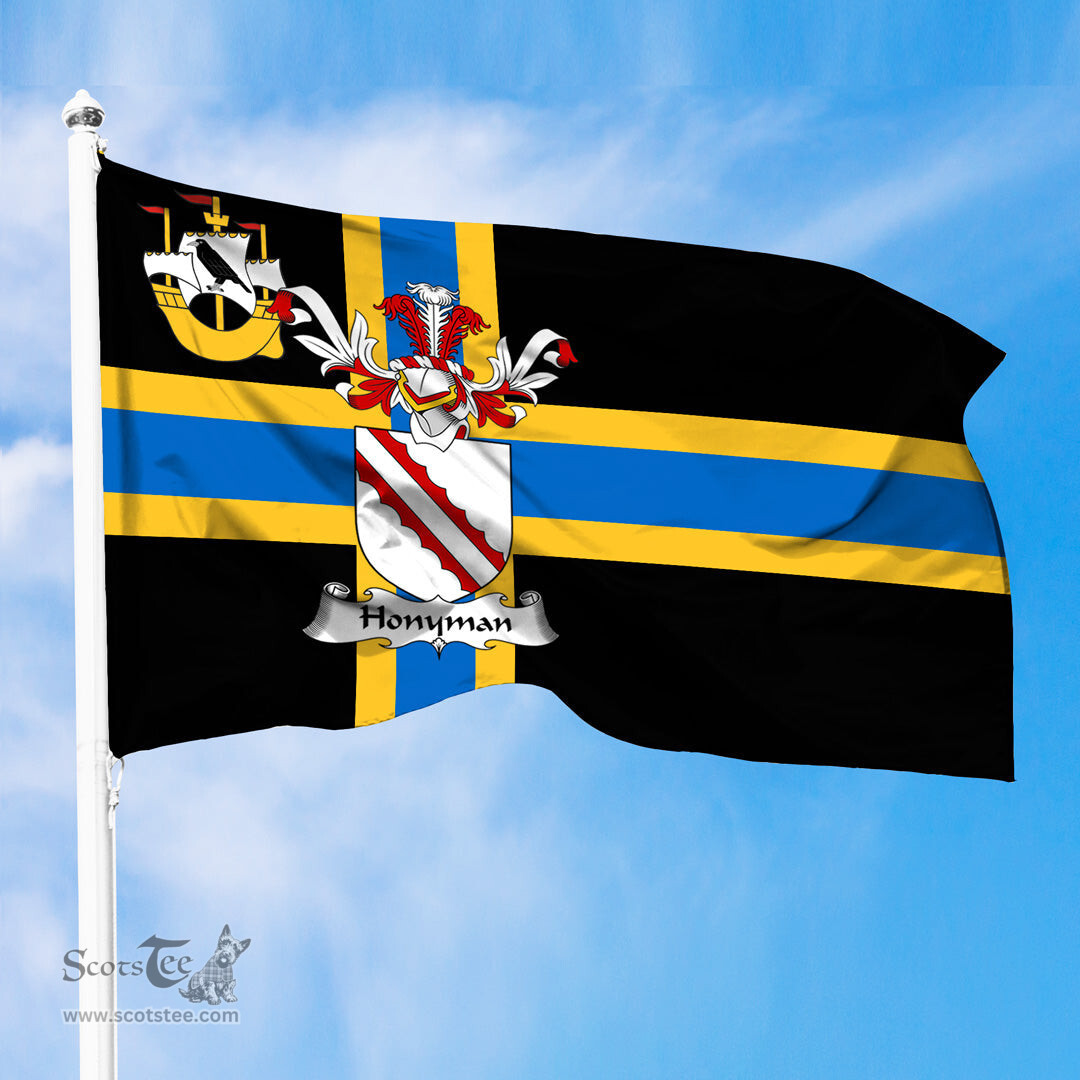ScotsTee Shop Scottish Honyman Coat of Arms in Flag of Caithness Scotland