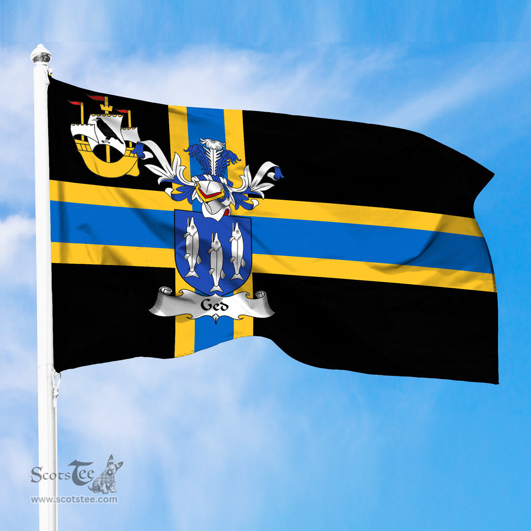 ScotsTee Shop Scottish Ged Coat of Arms in Flag of Caithness Scotland