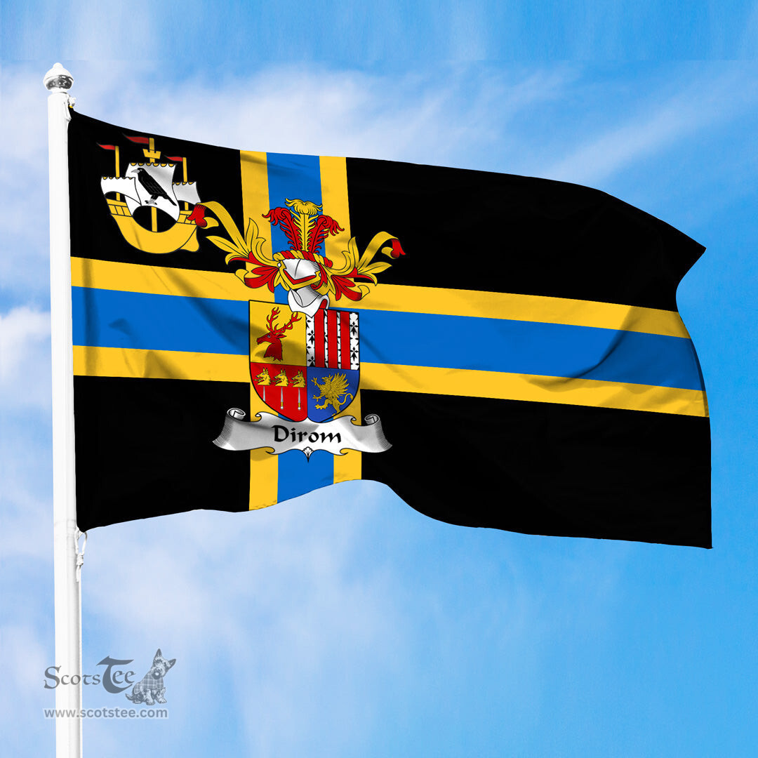 ScotsTee Shop Scottish Dirom Coat of Arms in Flag of Caithness Scotland