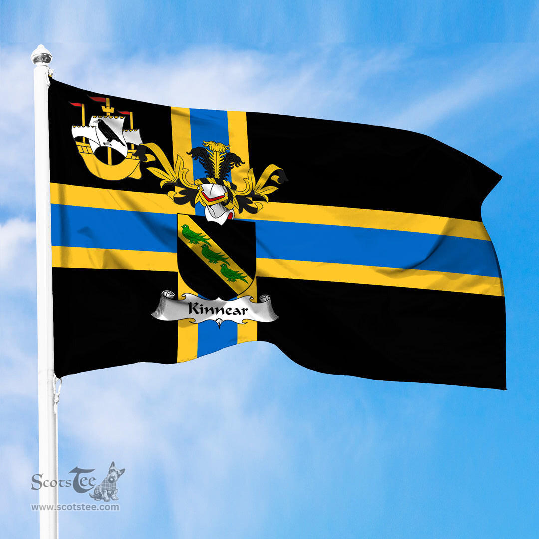 ScotsTee Shop Scottish Kinnear Coat of Arms in Flag of Caithness Scotland