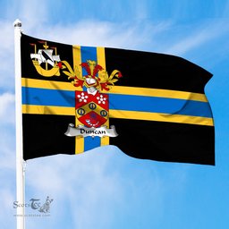 ScotsTee Shop Scottish Duncan Coat of Arms in Flag of Caithness Scotland