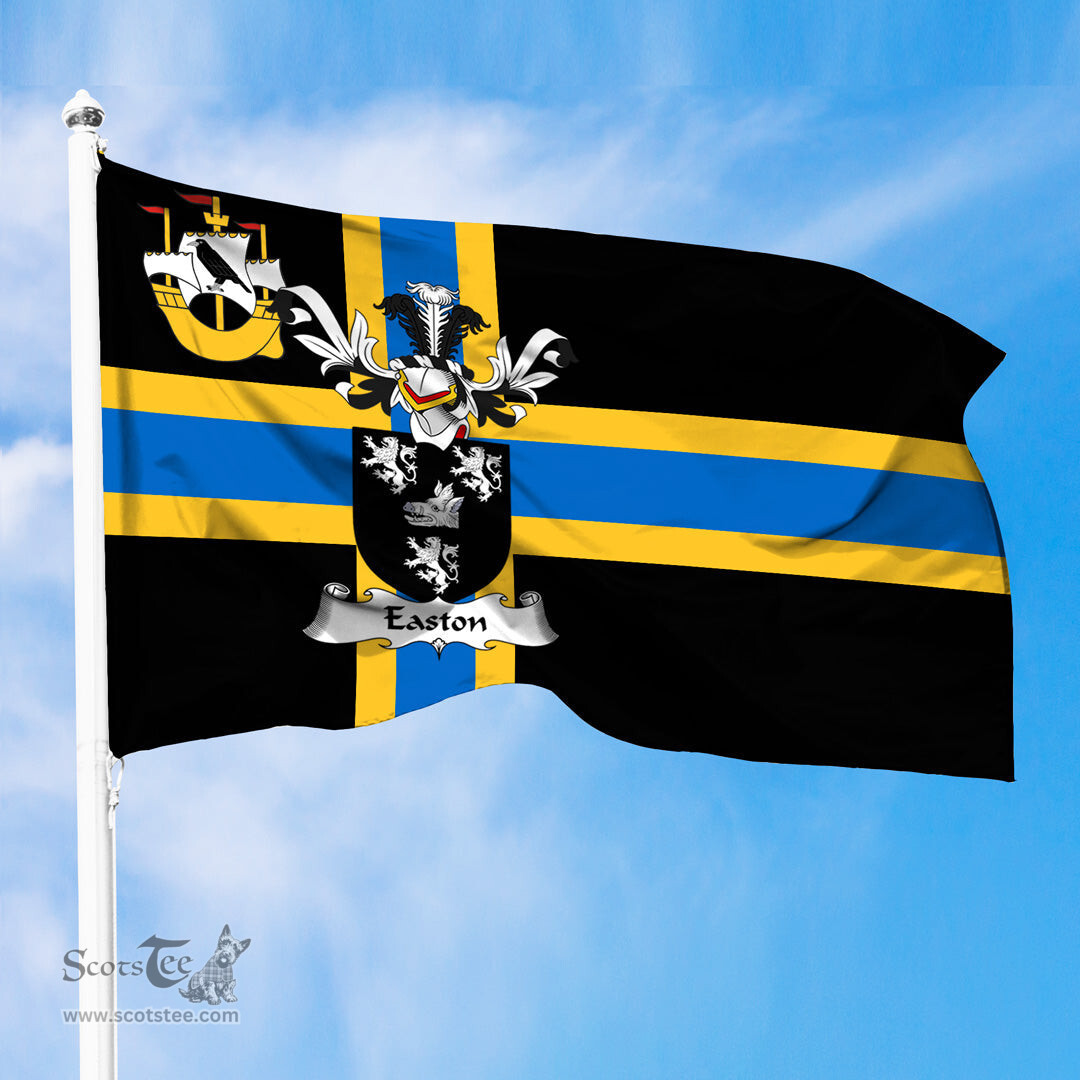 ScotsTee Shop Scottish Easton or Eiston Coat of Arms in Flag of Caithness Scotland