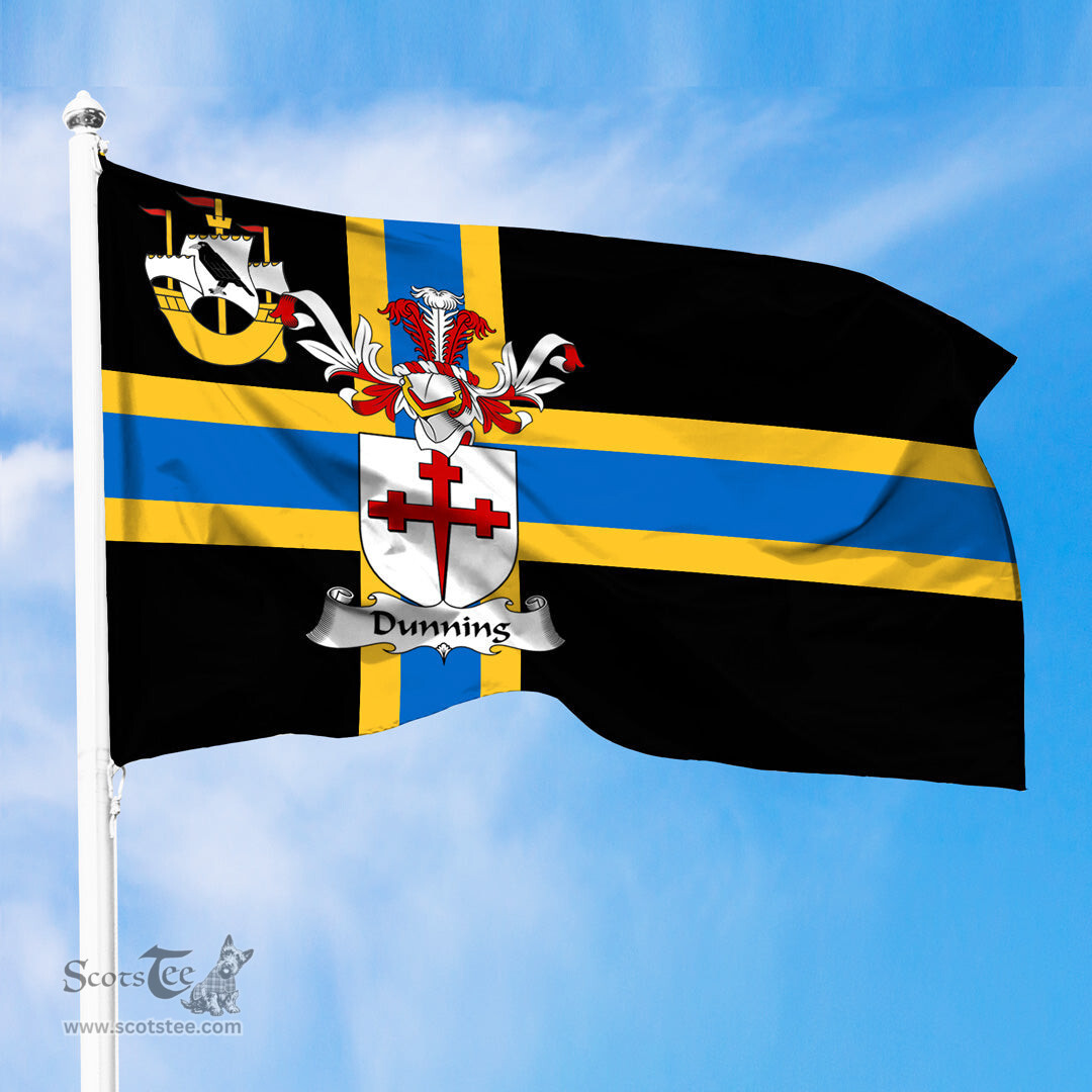 ScotsTee Shop Scottish Dunning Coat of Arms in Flag of Caithness Scotland