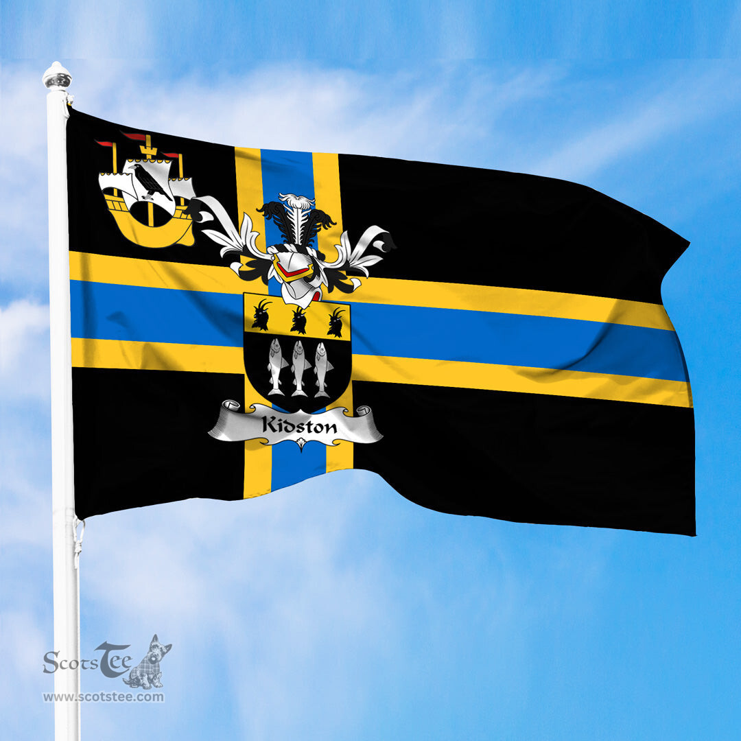 ScotsTee Shop Scottish Kidston Coat of Arms in Flag of Caithness Scotland