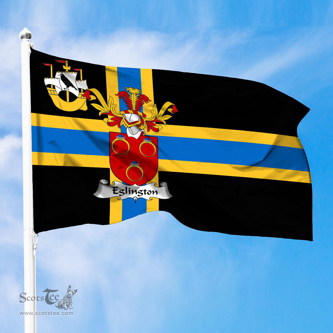 ScotsTee Shop Scottish Eglington Coat of Arms in Flag of Caithness Scotland