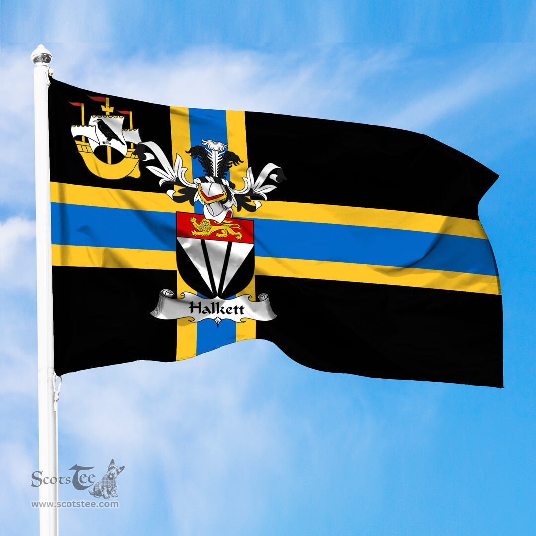 ScotsTee Shop Scottish Halkett Coat of Arms in Flag of Caithness Scotland