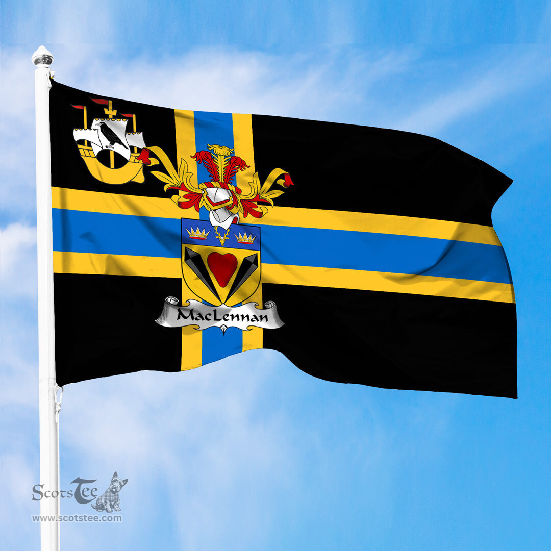 ScotsTee Shop Scottish MacLennan Coat of Arms in Flag of Caithness Scotland