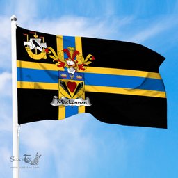 ScotsTee Shop Scottish MacLennan Coat of Arms in Flag of Caithness Scotland
