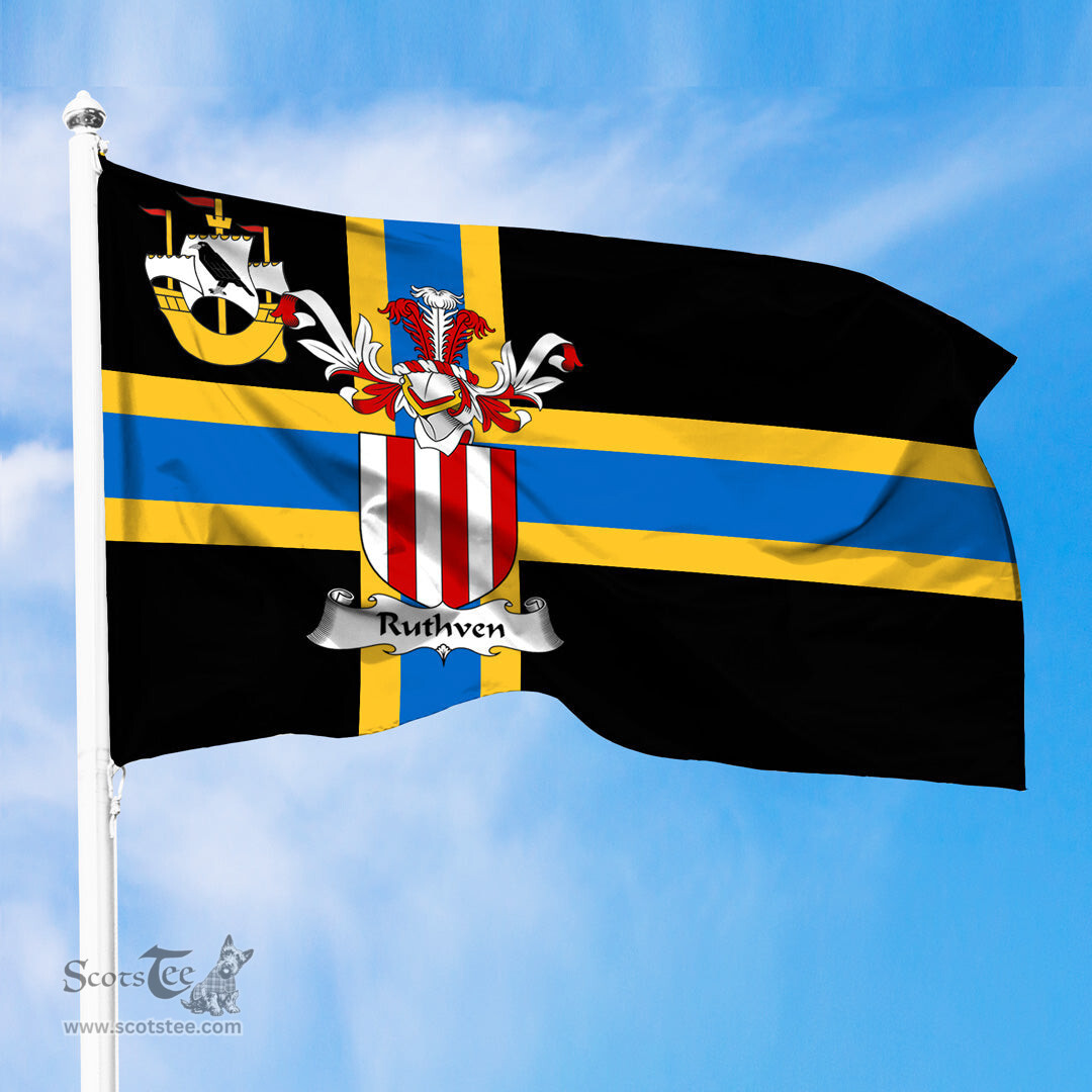 ScotsTee Shop Scottish Ruthven Coat of Arms in Flag of Caithness Scotland
