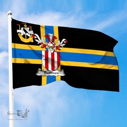 ScotsTee Shop Scottish Ruthven Coat of Arms in Flag of Caithness Scotland