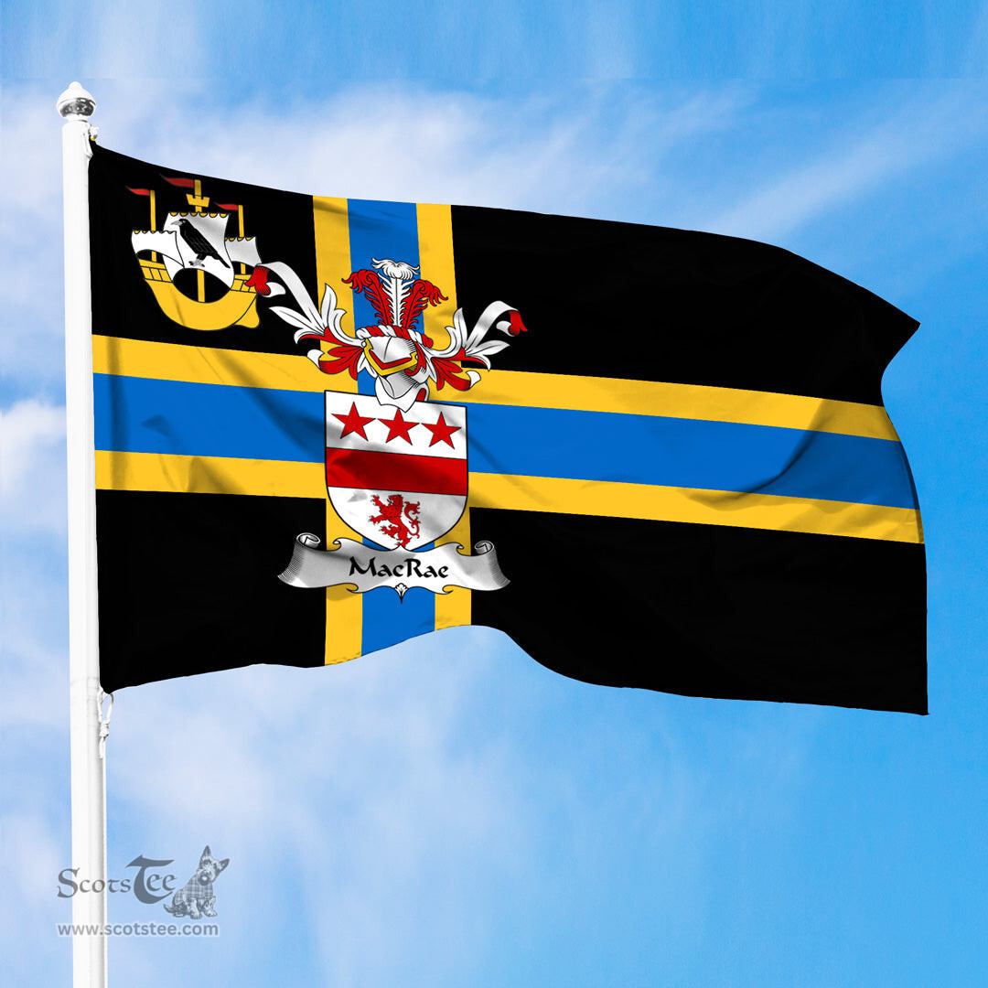 ScotsTee Shop Scottish MacRae Coat of Arms in Flag of Caithness Scotland