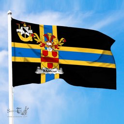 ScotsTee Shop Scottish Moncur Coat of Arms in Flag of Caithness Scotland