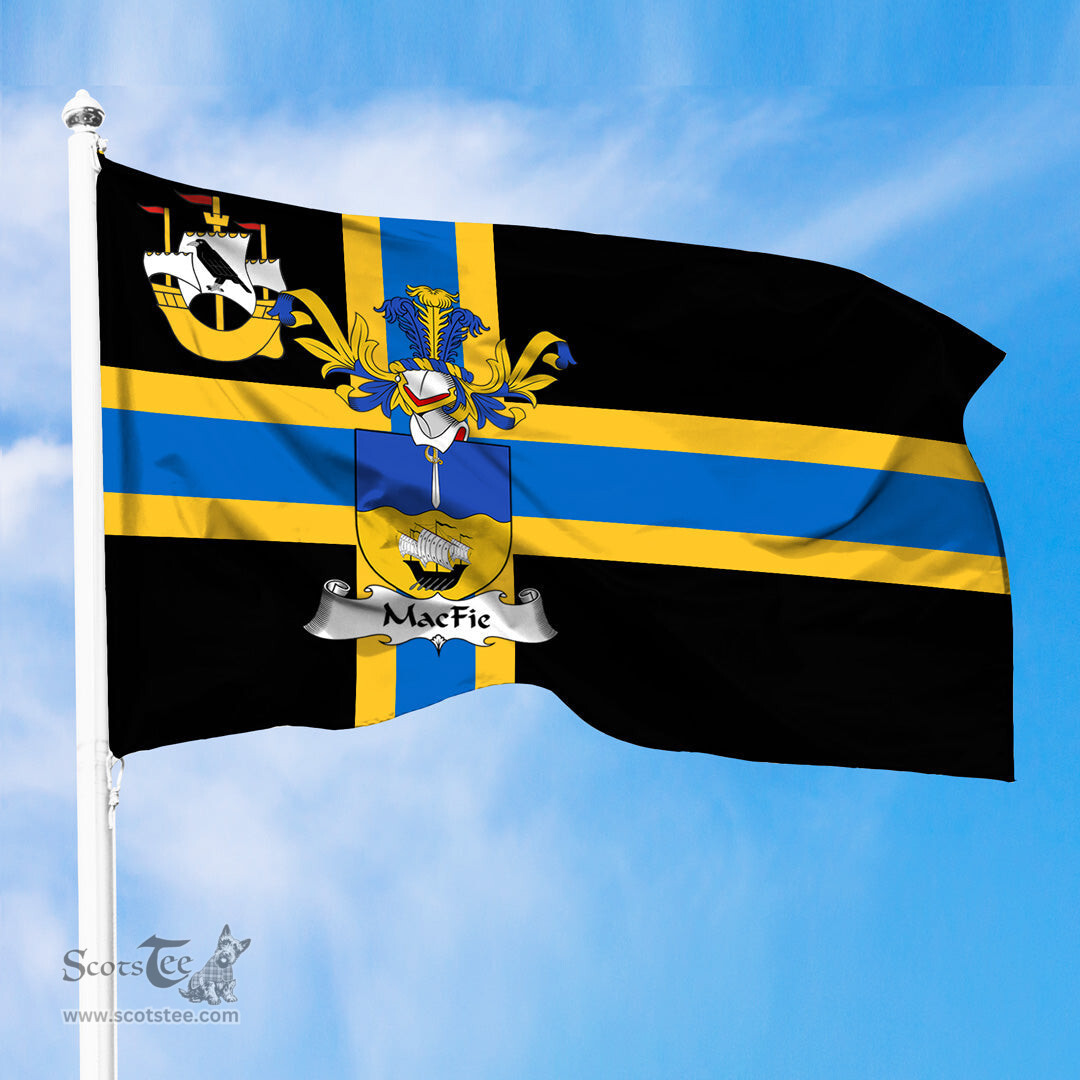 ScotsTee Shop Scottish MacFie Coat of Arms in Flag of Caithness Scotland