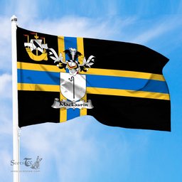 ScotsTee Shop Scottish MacLaurin or McLaurin Coat of Arms in Flag of Caithness Scotland