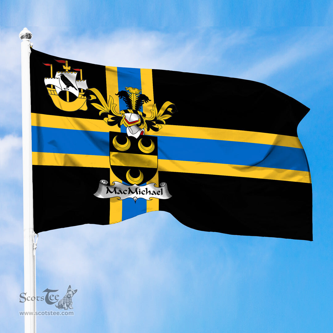 ScotsTee Shop Scottish MacMichael Coat of Arms in Flag of Caithness Scotland