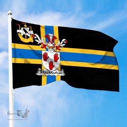 ScotsTee Shop Scottish MacMathan or McMathan Coat of Arms in Flag of Caithness Scotland