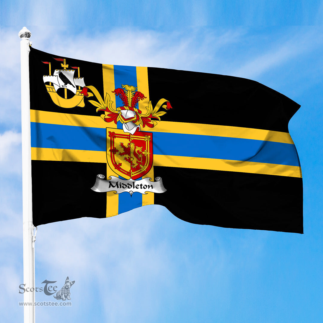 ScotsTee Shop Scottish Middleton Coat of Arms in Flag of Caithness Scotland