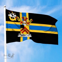 ScotsTee Shop Scottish MacLeish Coat of Arms in Flag of Caithness Scotland