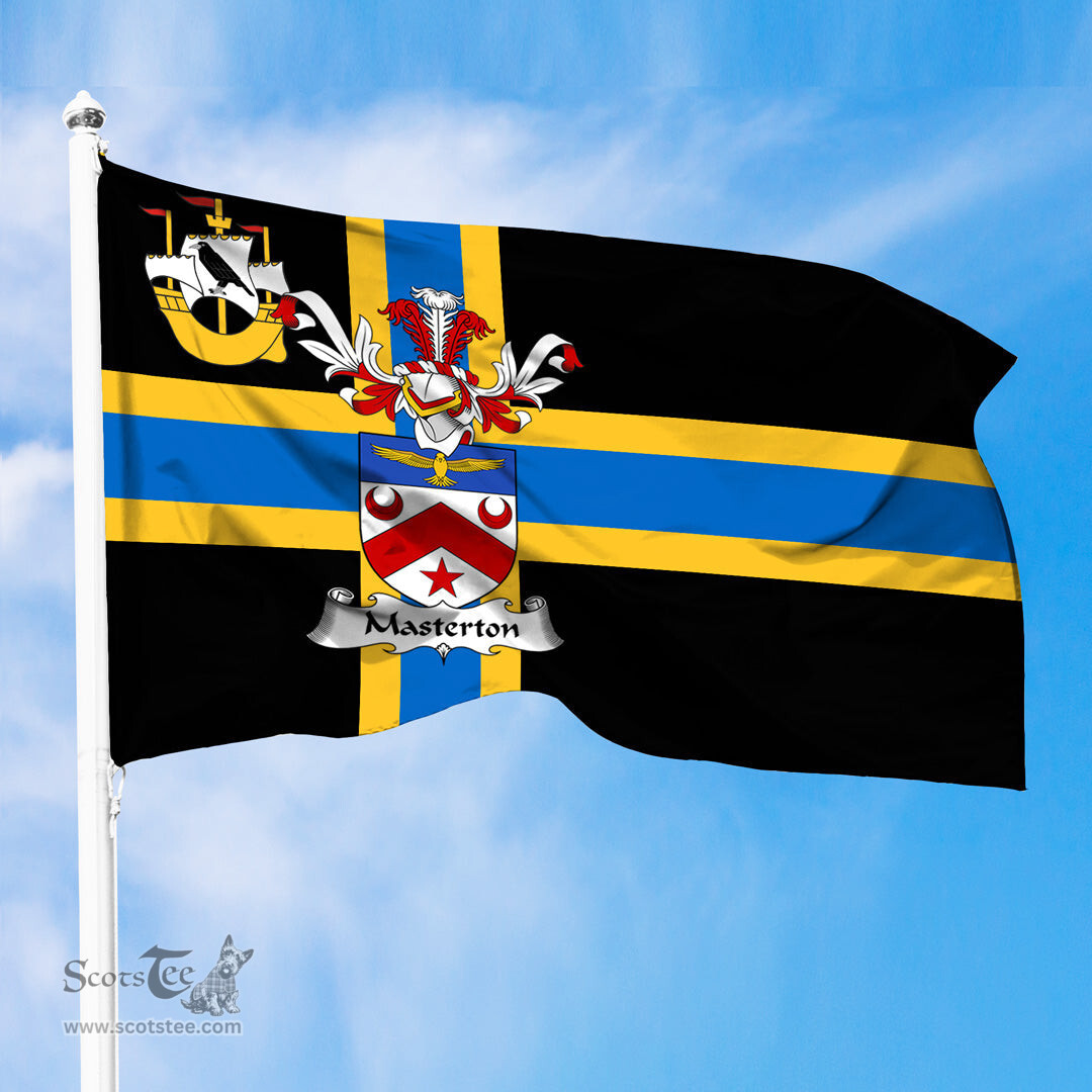 ScotsTee Shop Scottish Masterton Coat of Arms in Flag of Caithness Scotland