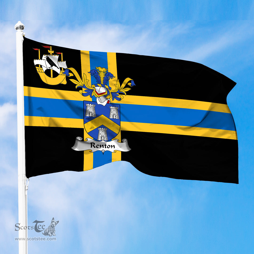 ScotsTee Shop Scottish Renton Coat of Arms in Flag of Caithness Scotland