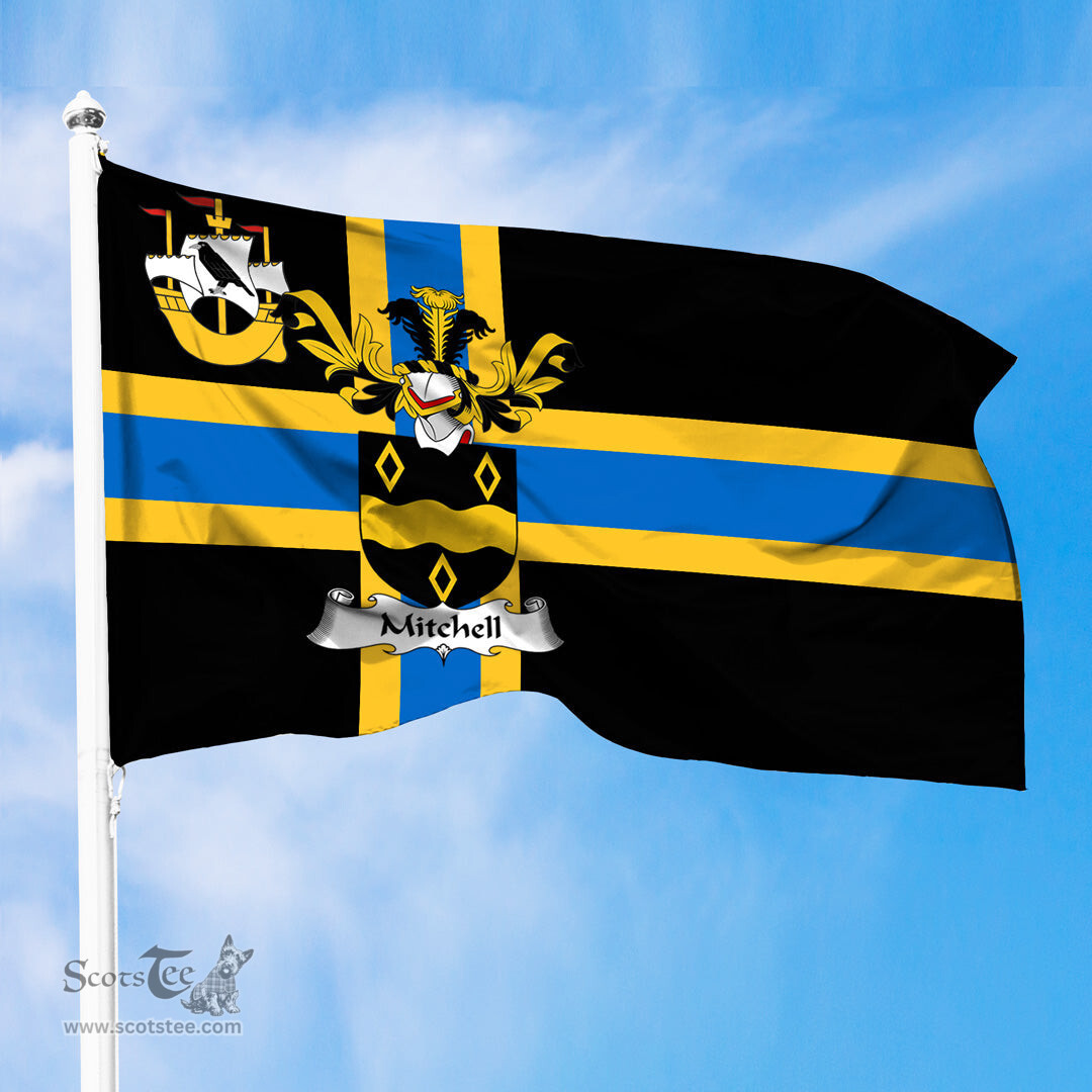 ScotsTee Shop Scottish Mitchell Coat of Arms in Flag of Caithness Scotland