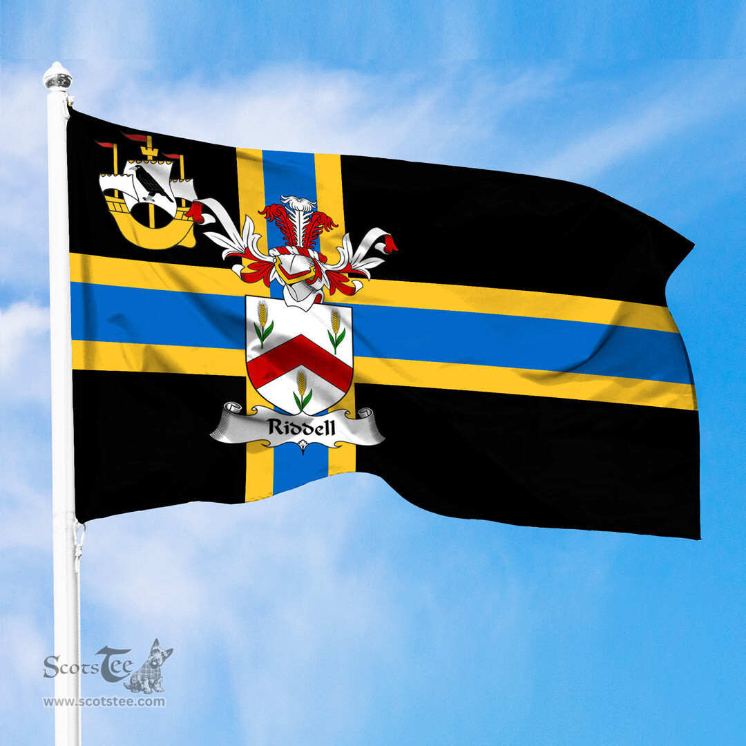 ScotsTee Shop Scottish Riddell Coat of Arms in Flag of Caithness Scotland