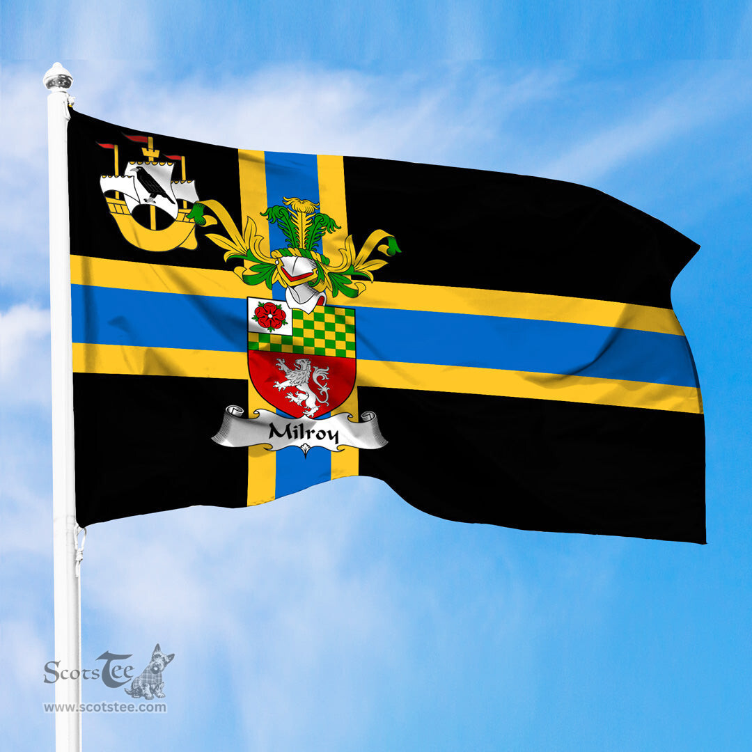 ScotsTee Shop Scottish Milroy Coat of Arms in Flag of Caithness Scotland
