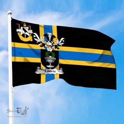 ScotsTee Shop Scottish Laurie or Lawrie Coat of Arms in Flag of Caithness Scotland
