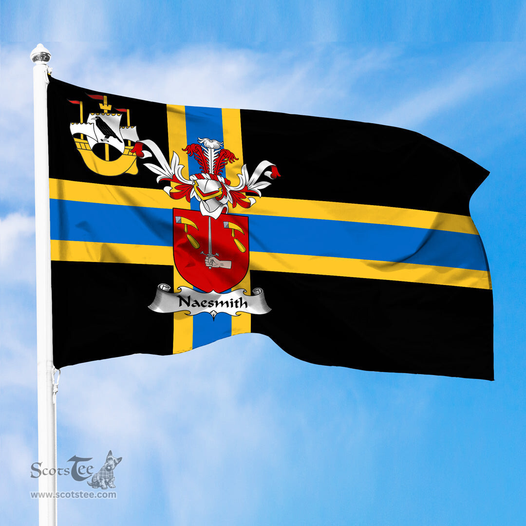 ScotsTee Shop Scottish Naesmith Coat of Arms in Flag of Caithness Scotland