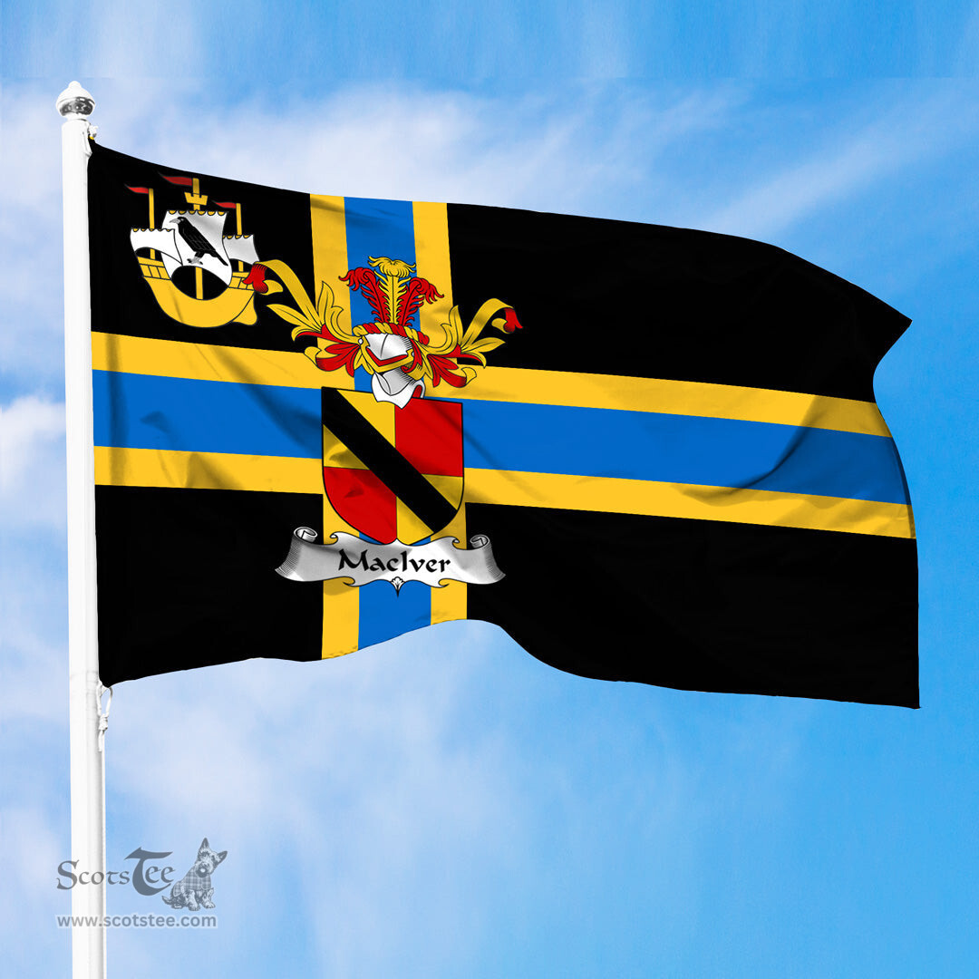 ScotsTee Shop Scottish MacIver or MacIvor Coat of Arms in Flag of Caithness Scotland