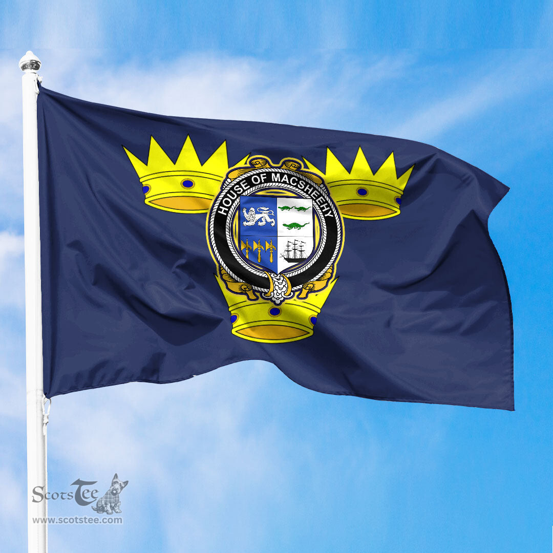 ScotsTee Shop Irish-House-of-MACSHEEHY-Irish-Coat-of-Arms-on-Flag-of-Munster