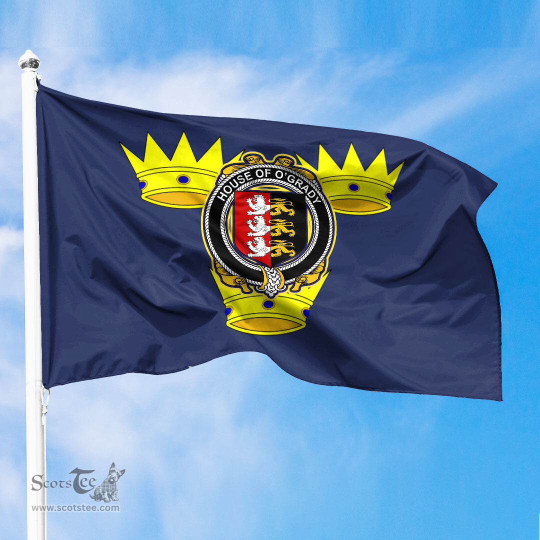 ScotsTee Shop Irish-House-of-O-GRADY-Irish-Coat-of-Arms-on-Flag-of-Munster