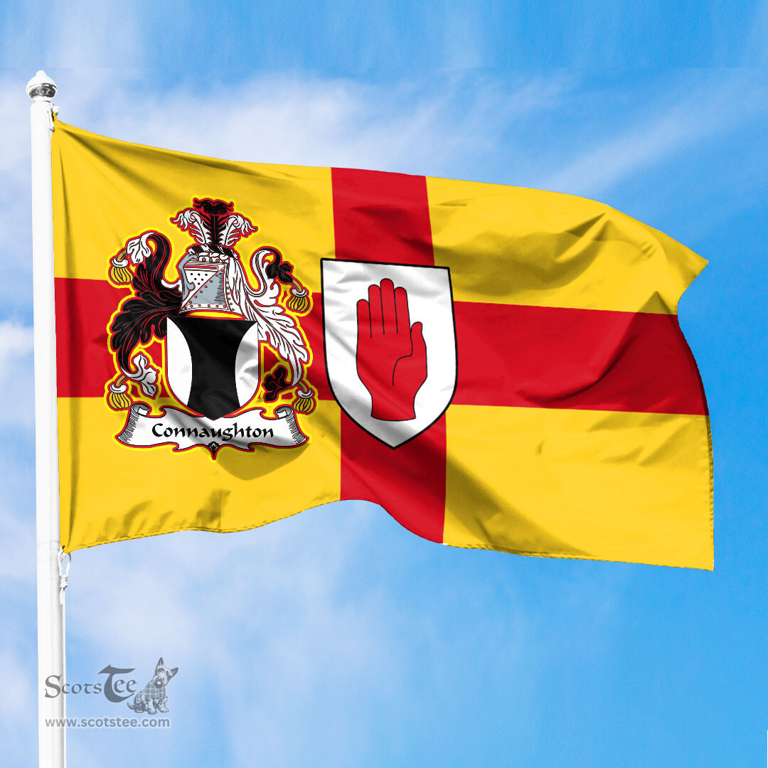 ScotsTee Shop Irish Connaughton Coat of Arms on Flag of Ulster Ireland