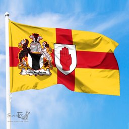 ScotsTee Shop Irish Connaughton Coat of Arms on Flag of Ulster Ireland