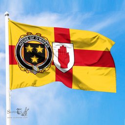ScotsTee Shop Irish House of O MORAN Coat of Arms on Flag of Ulster Ireland