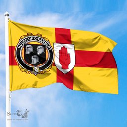 ScotsTee Shop Irish House of O KENNEDY Coat of Arms on Flag of Ulster Ireland