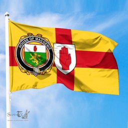 ScotsTee Shop Irish House of MACGENIS Coat of Arms on Flag of Ulster Ireland