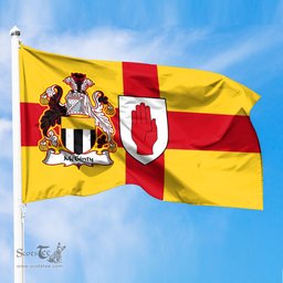 ScotsTee Shop Irish McGinty Coat of Arms on Flag of Ulster Ireland