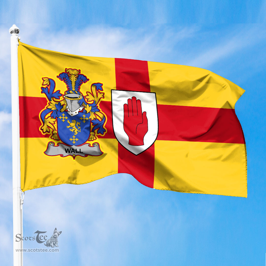 ScotsTee Shop Irish Wall Coat of Arms on Flag of Ulster Ireland