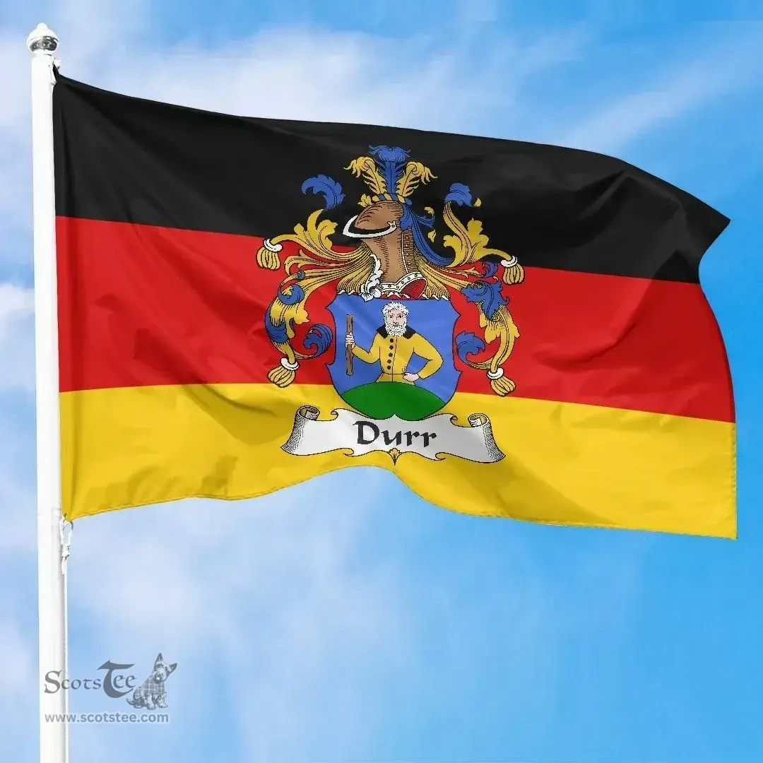ScotsTee Shop Germans Durr - Durr Coat of Arms on Germany Flag