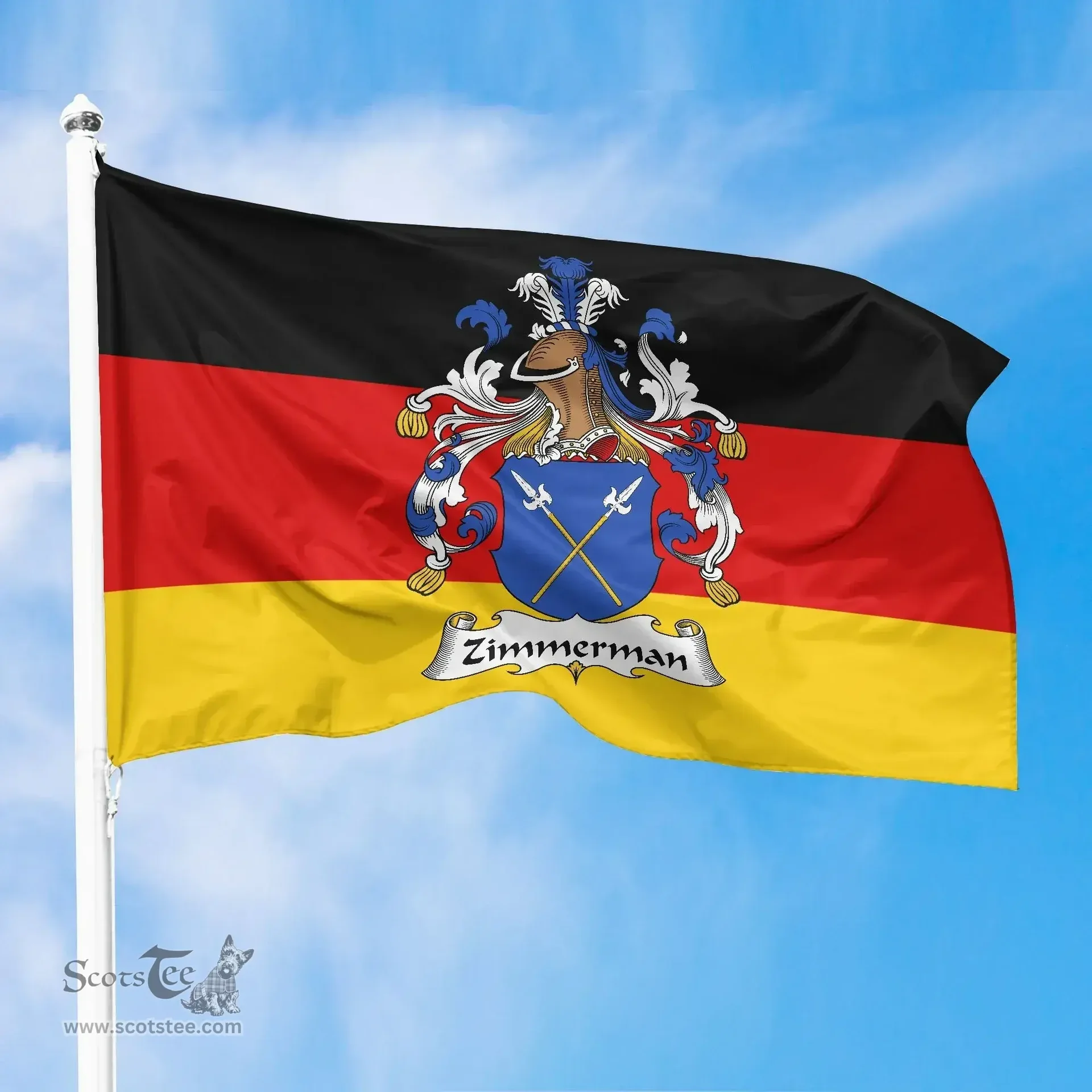 ScotsTee Shop Germans Zimmerman Coat of Arms on Germany Flag