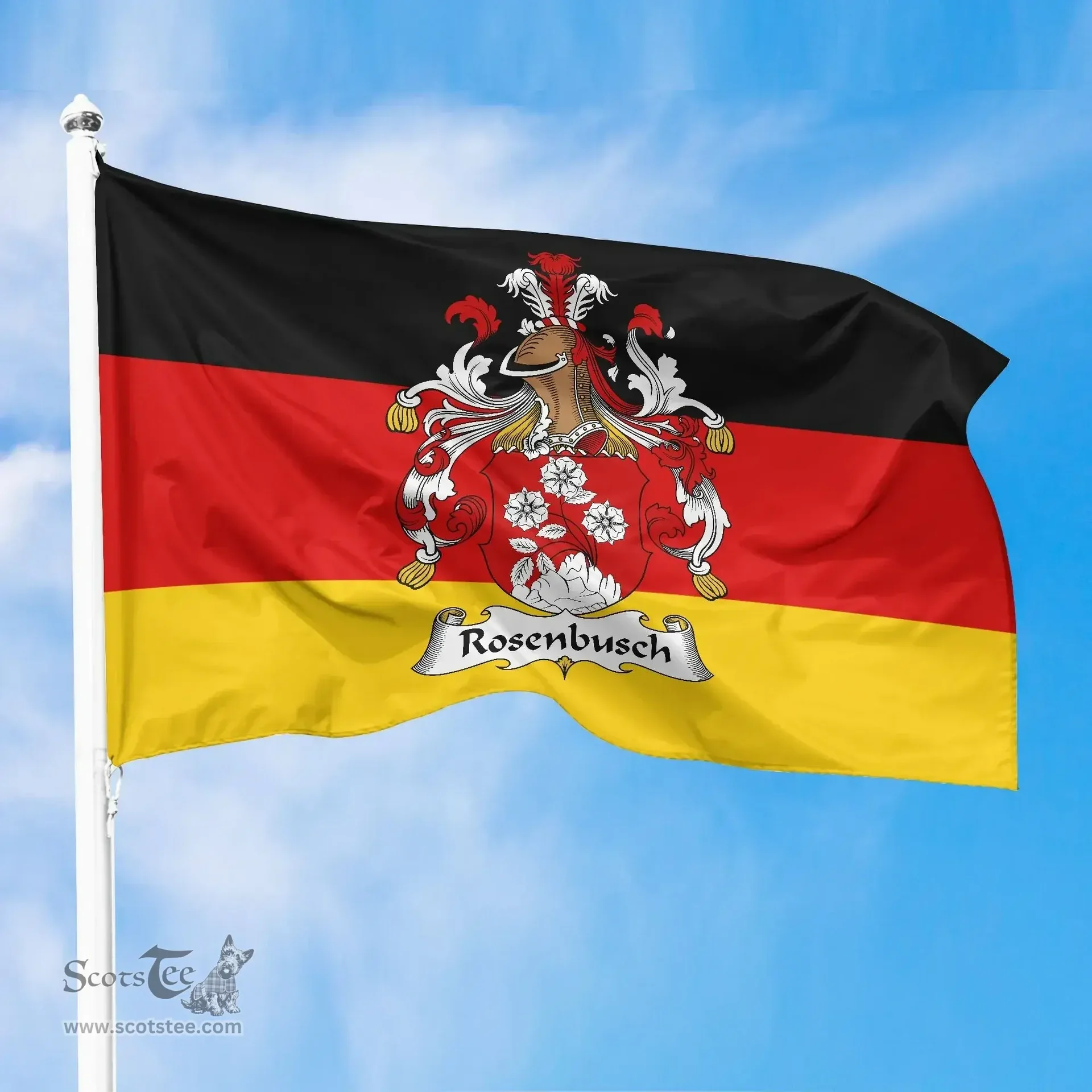 ScotsTee Shop Germans Rosenbusch Coat of Arms on Germany Flag