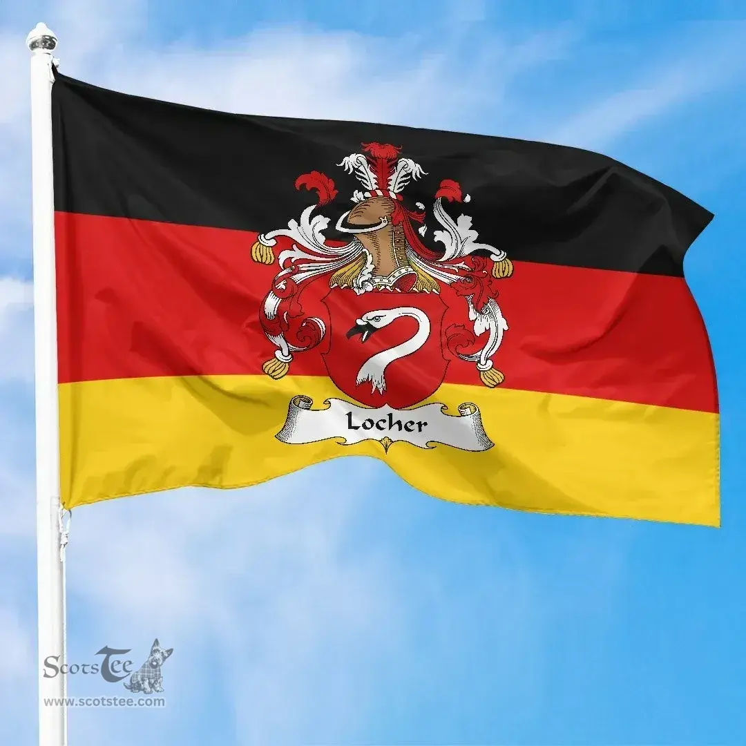 ScotsTee Shop Germans Locher or Lochen Coat of Arms on Germany Flag
