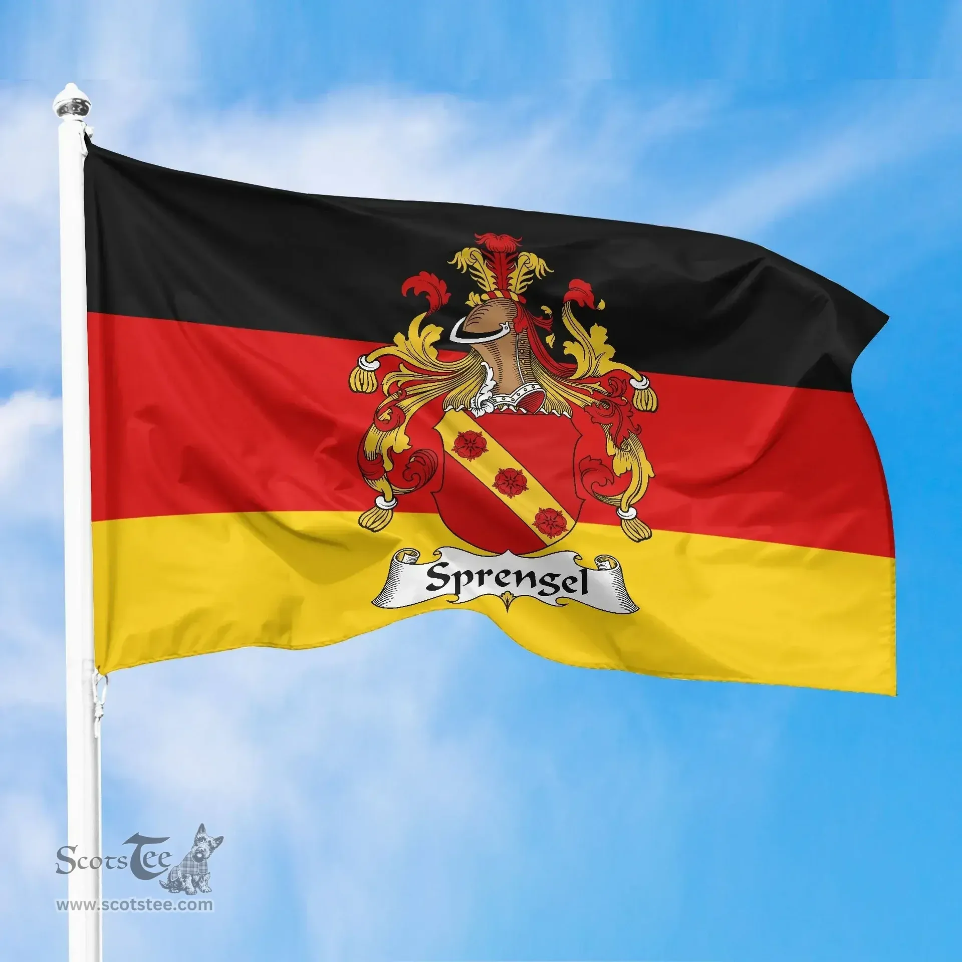 ScotsTee Shop Germans Sprengel Coat of Arms on Germany Flag