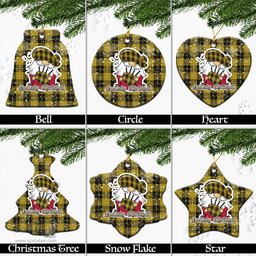 Scottish Barclay Dress Tartan Christmas Ornaments with Scottish Gnome Playing Bagpipes Scottish Plaid Tartan Plaid - ScotsTee - scotstee.com