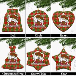 Scottish Burnett Ancient Tartan Christmas Ornaments with Scottish Gnome Playing Bagpipes Scottish Plaid Tartan Plaid - ScotsTee - scotstee.com