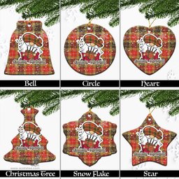 Scottish Buchanan Old Set Weathered Tartan Christmas Ornaments with Scottish Gnome Playing Bagpipes Scottish Plaid Tartan Plaid - ScotsTee - scotstee.com