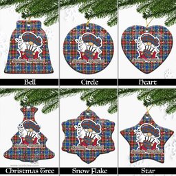 Scottish Bethune Tartan Christmas Ornaments with Scottish Gnome Playing Bagpipes Scottish Plaid Tartan Plaid - ScotsTee - scotstee.com