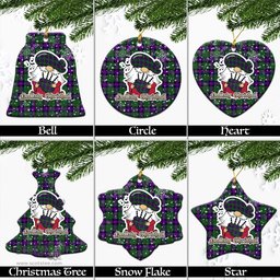 Scottish Armstrong Modern Tartan Christmas Ornaments with Scottish Gnome Playing Bagpipes Scottish Plaid Tartan Plaid - ScotsTee - scotstee.com